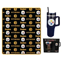 Pegasus Pittsburgh Steelers 60" x 70" Logo Blanket and 30oz Stainless Steel Tumbler Combo