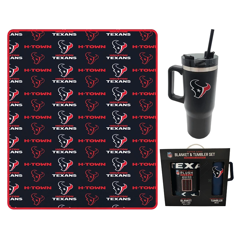 Pegasus Houston Texans 60" x 70" Logo Blanket and 30oz Stainless Steel Tumbler Combo