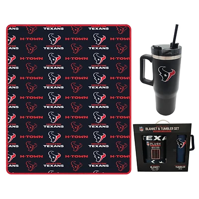 Pegasus Houston Texans 60" x 70" Logo Blanket and 30oz Stainless Steel Tumbler Combo
