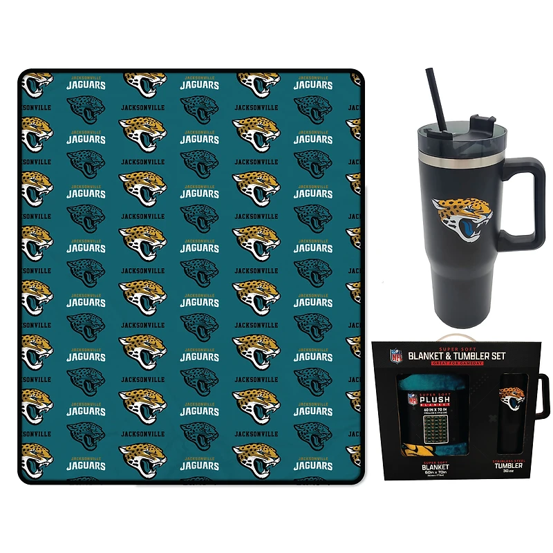 Pegasus Jacksonville Jaguars 60" x 70" Logo Blanket and 30oz Stainless Steel Tumbler Combo