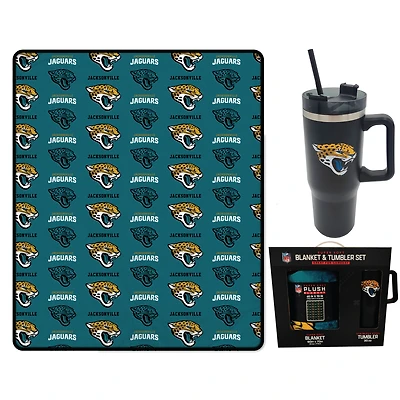 Pegasus Jacksonville Jaguars 60" x 70" Logo Blanket and 30oz Stainless Steel Tumbler Combo