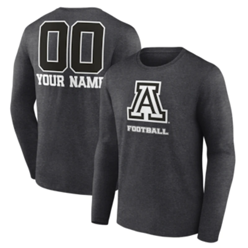 Men's Charcoal Arizona Wildcats Personalized Name & Number Monochrome Long Sleeve T-Shirt
