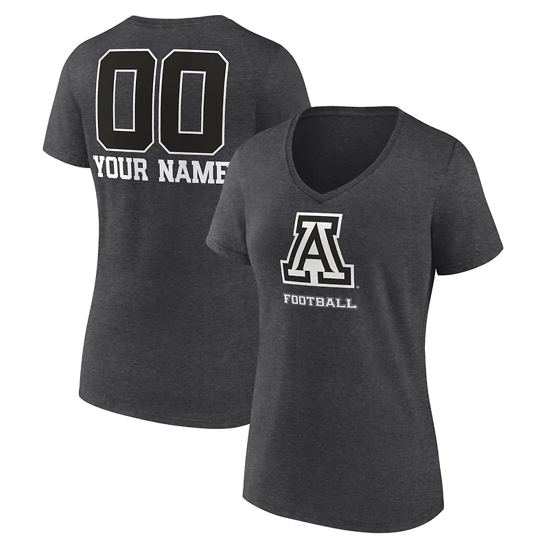 Women's Charcoal Arizona Wildcats Personalized Name & Number Monochrome V-Neck T-Shirt