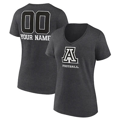 Women's Charcoal Arizona Wildcats Personalized Name & Number Monochrome V-Neck T-Shirt