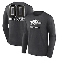 Men's Charcoal Arkansas Razorbacks Personalized Name & Number Monochrome Long Sleeve T-Shirt