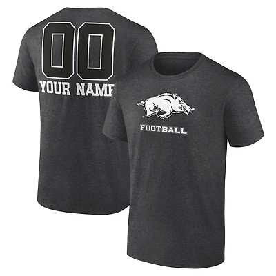 Men's Charcoal Arkansas Razorbacks Personalized Name & Number Monochrome T-Shirt