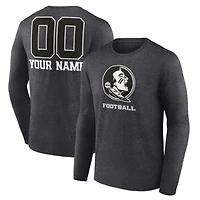 Men's Charcoal Florida State Seminoles Personalized Name & Number Monochrome Long Sleeve T-Shirt