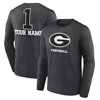 Men's Charcoal Georgia Bulldogs Personalized Any Name Monochrome Long Sleeve T-Shirt