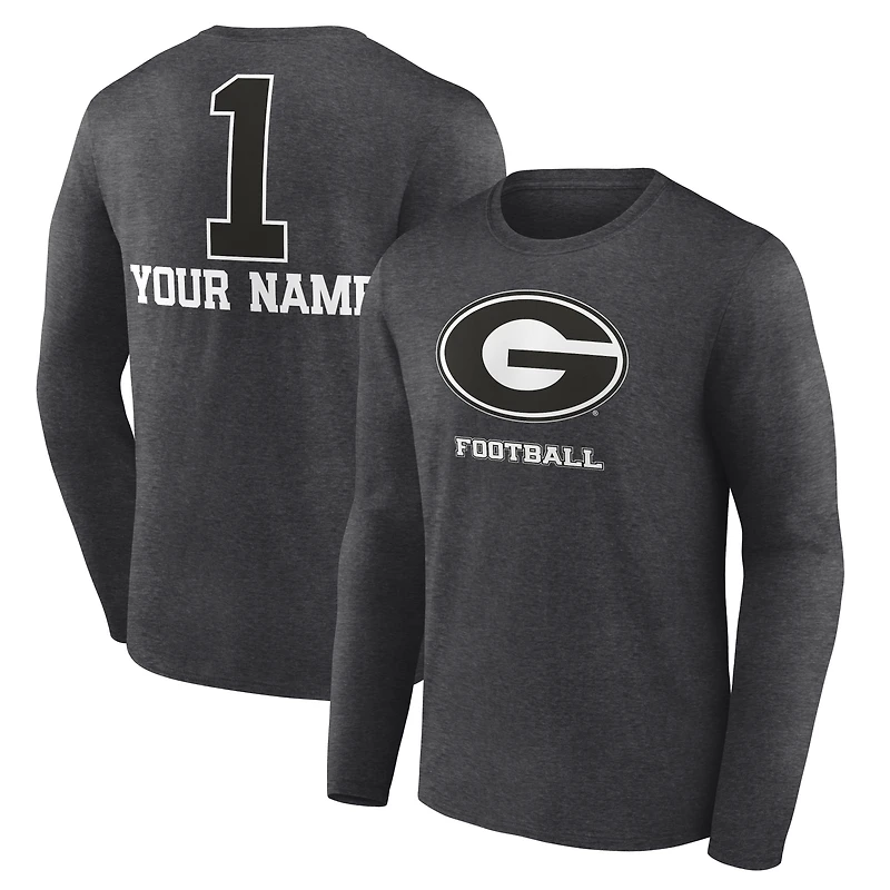 Men's Charcoal Georgia Bulldogs Personalized Any Name Monochrome Long Sleeve T-Shirt