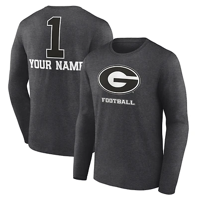 Men's Charcoal Georgia Bulldogs Personalized Any Name Monochrome Long Sleeve T-Shirt