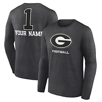 Men's Charcoal Georgia Bulldogs Personalized Any Name Monochrome Long Sleeve T-Shirt