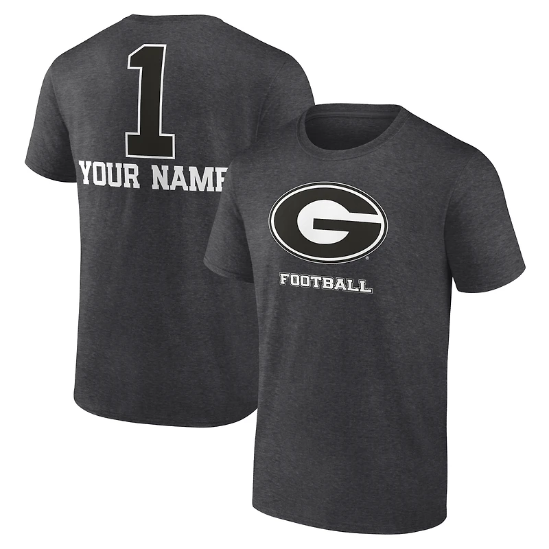 Men's Charcoal Georgia Bulldogs Personalized Any Name Monochrome T-Shirt