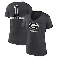 Women's Charcoal Georgia Bulldogs Personalized Any Name Monochrome V-Neck T-Shirt