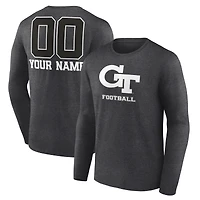 Men's Charcoal Georgia Tech Yellow Jackets Personalized Name & Number Monochrome Long Sleeve T-Shirt