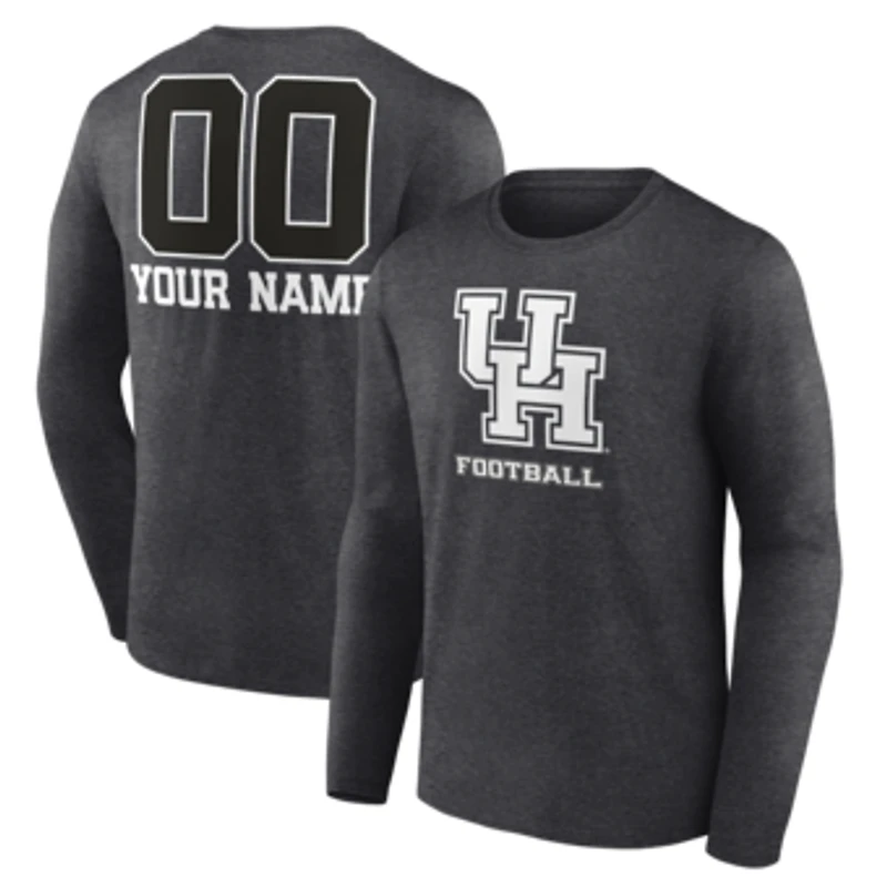 Men's Charcoal Houston Cougars Personalized Name & Number Monochrome Long Sleeve T-Shirt