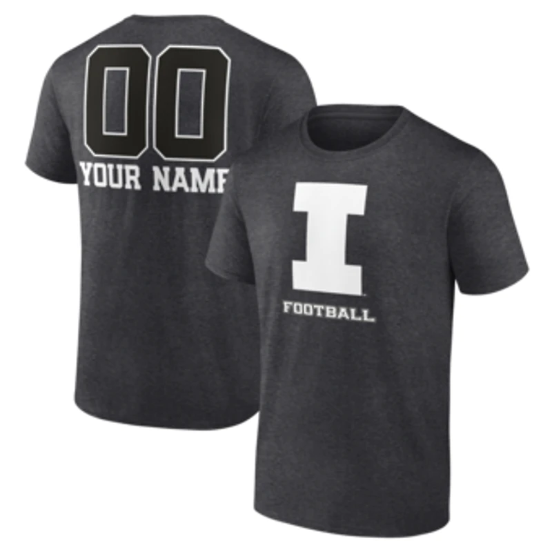 Men's Charcoal Illinois Fighting Illini Personalized Name & Number Monochrome T-Shirt