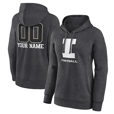 Women's Charcoal Illinois Fighting Illini Personalized Name & Number Monochrome Pullover Hoodie