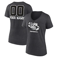 Women's Charcoal LSU Tigers Personalized Name & Number Monochrome V-Neck T-Shirt