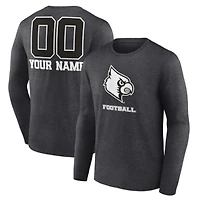 Men's Charcoal Louisville Cardinals Personalized Name & Number Monochrome Long Sleeve T-Shirt