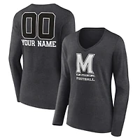 Women's Charcoal Maryland Terrapins Personalized Name & Number Monochrome Long Sleeve V-Neck T-Shirt