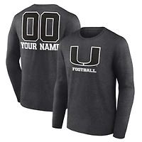 Men's Charcoal Miami Hurricanes Personalized Name & Number Monochrome Long Sleeve T-Shirt