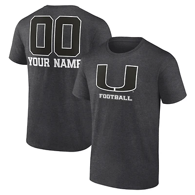 Men's Charcoal Miami Hurricanes Personalized Name & Number Monochrome T-Shirt