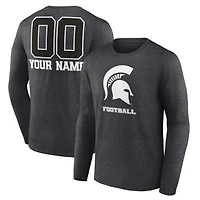 Men's Charcoal Michigan State Spartans Personalized Name & Number Monochrome Long Sleeve T-Shirt