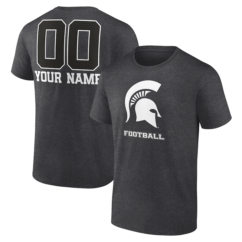 Men's Charcoal Michigan State Spartans Personalized Name & Number Monochrome T-Shirt