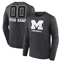Men's Charcoal Michigan Wolverines Personalized Name & Number Monochrome Long Sleeve T-Shirt