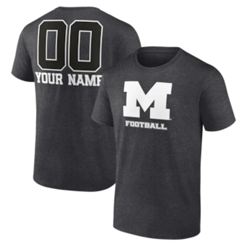 Men's Charcoal Michigan Wolverines Personalized Name & Number Monochrome T-Shirt
