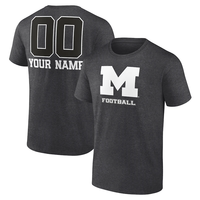 Men's Charcoal Michigan Wolverines Personalized Name & Number Monochrome T-Shirt