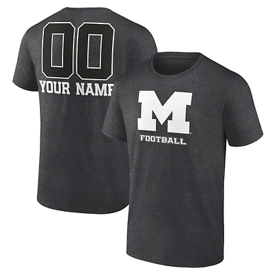 Men's Charcoal Michigan Wolverines Personalized Name & Number Monochrome T-Shirt