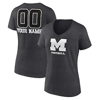 Women's Charcoal Michigan Wolverines Personalized Name & Number Monochrome V-Neck T-Shirt