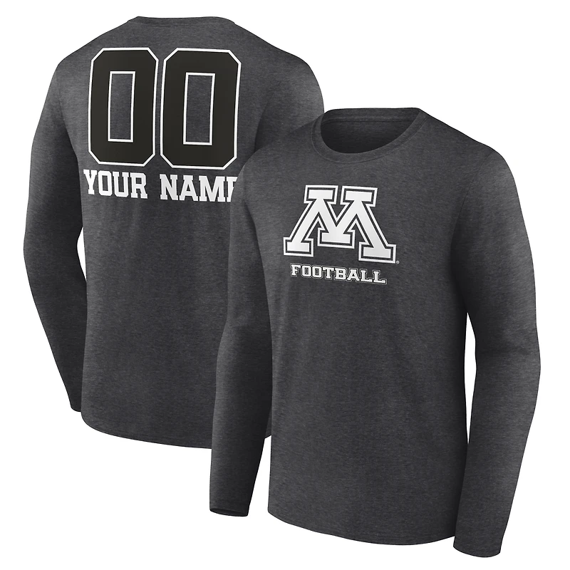 Men's Charcoal Minnesota Golden Gophers Personalized Name & Number Monochrome Long Sleeve T-Shirt