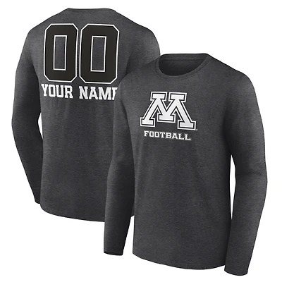 Men's Charcoal Minnesota Golden Gophers Personalized Name & Number Monochrome Long Sleeve T-Shirt