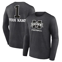 Men's Charcoal Mississippi State Bulldogs Personalized Any Name Monochrome Long Sleeve T-Shirt