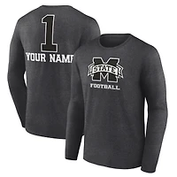 Men's Charcoal Mississippi State Bulldogs Personalized Any Name Monochrome Long Sleeve T-Shirt