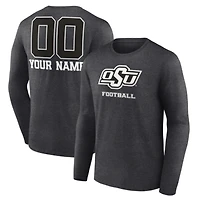 Men's Charcoal Oklahoma State Cowboys Personalized Name & Number Monochrome Long Sleeve T-Shirt