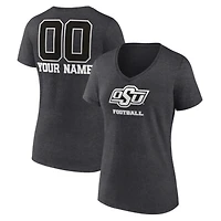 Women's Charcoal Oklahoma State Cowboys Personalized Name & Number Monochrome V-Neck T-Shirt