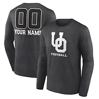 Men's Charcoal Oregon Ducks Personalized Name & Number Monochrome Long Sleeve T-Shirt