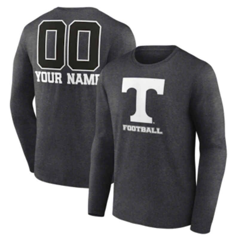 Men's Charcoal Tennessee Volunteers Personalized Name & Number Monochrome Long Sleeve T-Shirt