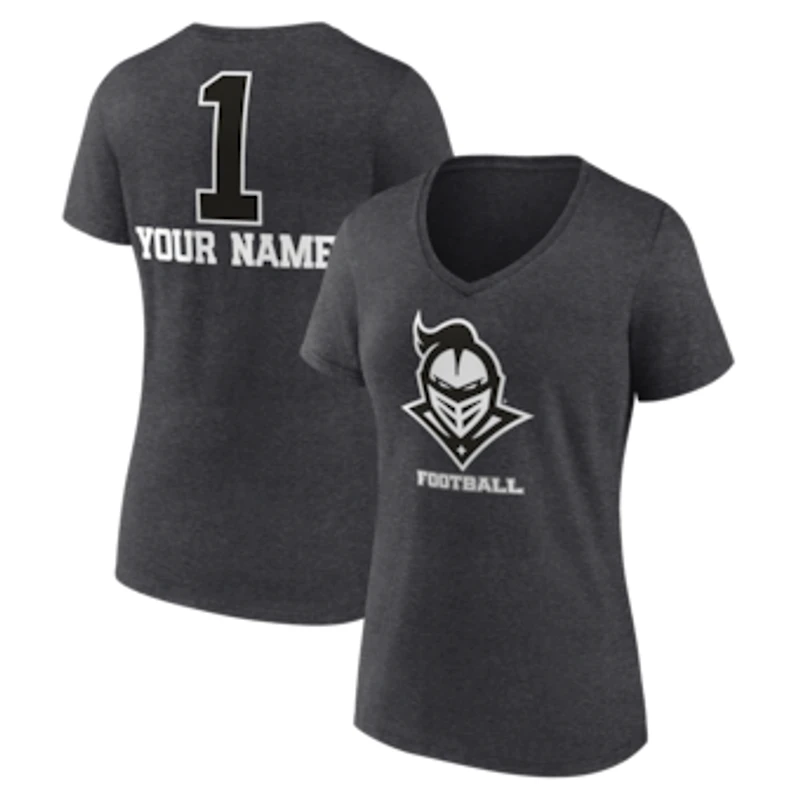 Women's Charcoal UCF Knights Personalized Any Name Monochrome V-Neck T-Shirt