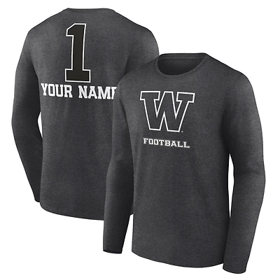 Men's Charcoal Washington Huskies Personalized Any Name Monochrome Long Sleeve T-Shirt