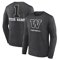 Men's Charcoal Washington Huskies Personalized Any Name Monochrome Long Sleeve T-Shirt