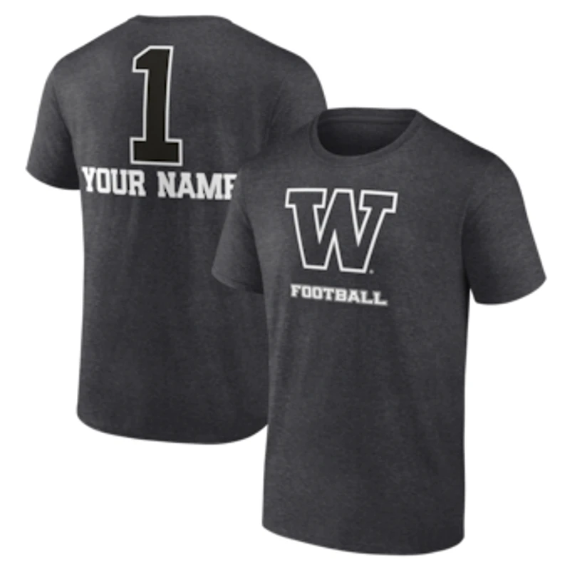 Men's Charcoal Washington Huskies Personalized Any Name Monochrome T-Shirt