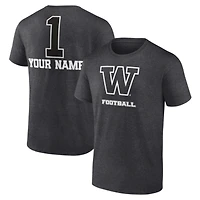 Men's Charcoal Washington Huskies Personalized Any Name Monochrome T-Shirt