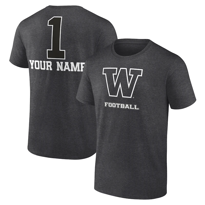 Men's Charcoal Washington Huskies Personalized Any Name Monochrome T-Shirt