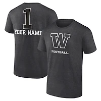 Men's Charcoal Washington Huskies Personalized Any Name Monochrome T-Shirt