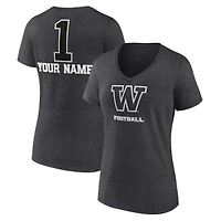Women's Charcoal Washington Huskies Personalized Any Name Monochrome V-Neck T-Shirt