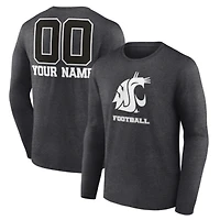 Men's Charcoal Washington State Cougars Personalized Name & Number Monochrome Long Sleeve T-Shirt